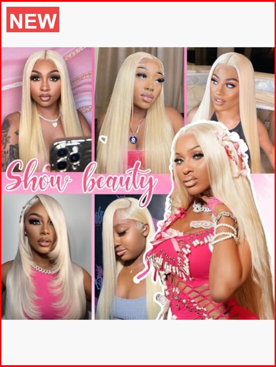 613 Lace Front Wig Human Hair 200 Density Blonde Straight 13X6 HD Transparent